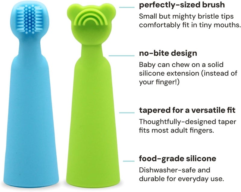 oogiebear Baby Finger Brush & Tongue Scraper - Gentle Oral Care, Soft Silicone, BPA-Free, for Infants & Toddlers - Image 2